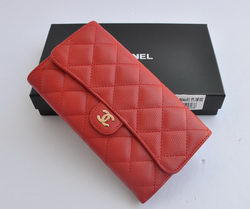 High Quality Chanel Caviar Leather Tri-Fold Clutch Wallet 31506 Red
